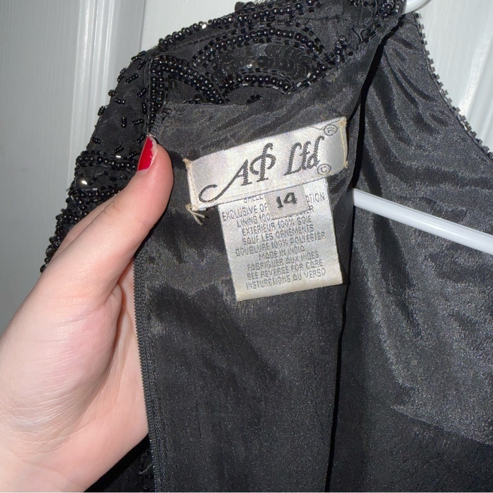 AP Ltd Elegant Black Beaded Midi Dress - Picture 12 of 13